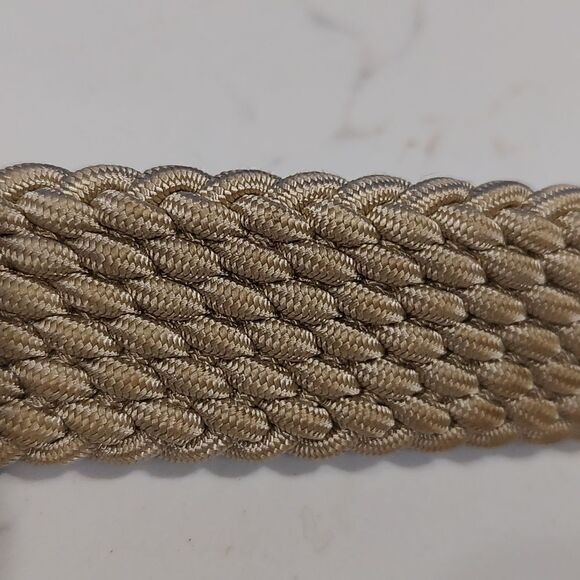 Brighton Tan Woven Web Belt with Croc Embossed Leather and Solid Brass Buckle - Picture 9 of 12